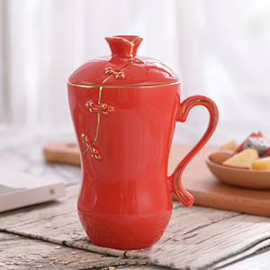 中国风杯创意伴手礼婚庆定制杯子旗袍带盖陶瓷情侣杯陶瓷杯马克杯