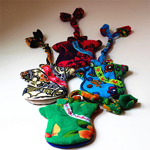 可爱卡通旗袍钥匙包挂 民族风手工布艺迷你包