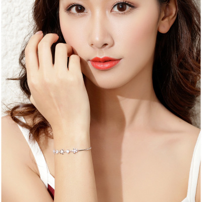  简约个性时尚银手链 个性婴花饰品新款手链