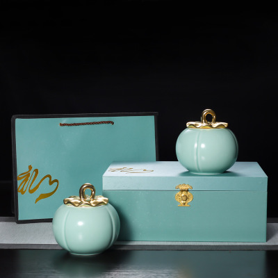 茶叶包装礼盒新款陶瓷茶叶罐红茶礼盒青瓷茶叶罐中号