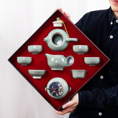 汝窑茶具旅行功夫茶具哥窑陶瓷套装商务礼品礼盒