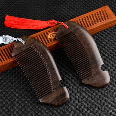 沉贵宝木梳子古风檀木新款雕刻套装礼品盒流苏